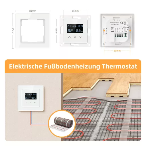 MIUCDA Smart WLAN Termosztát Elektromos Padlófűtéshez Alexa Google Home