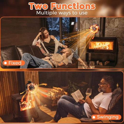 Ventilator de sobă Gisam cu 6 palete, rotire la 60°, fără electricitate, funcționare silențioasă