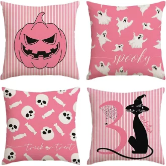   Moerstar Halloween párnahuzat szett 45x45cm tökök szellemek fledermaus mintás 4 darab