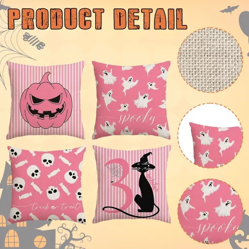 Moerstar Halloween párnahuzat szett 45x45cm tökök szellemek fledermaus mintás 4 darab