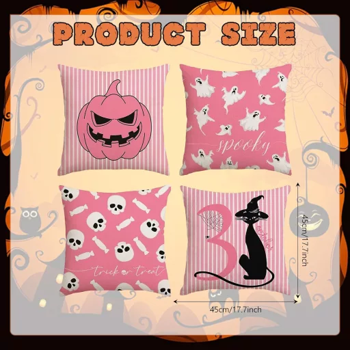 Moerstar Halloween párnahuzat szett 45x45cm tökök szellemek fledermaus mintás 4 darab