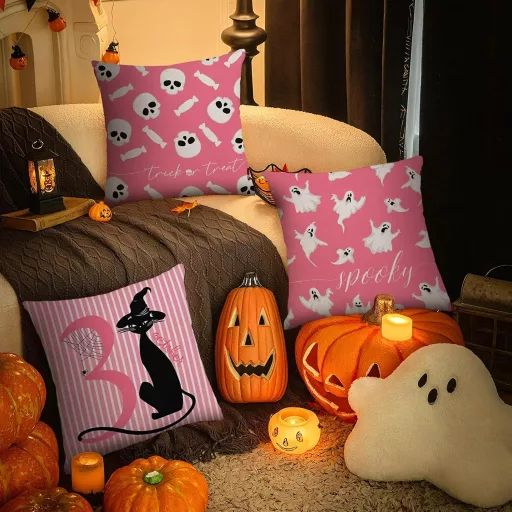 Moerstar Halloween párnahuzat szett 45x45cm tökök szellemek fledermaus mintás 4 darab