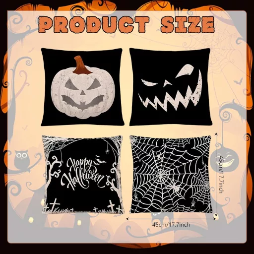 Moerstar Halloween párnahuzat szett 4 db 45x45 cm tökös szellem denevér mintás