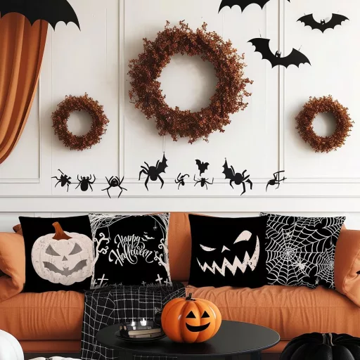 Moerstar Halloween párnahuzat szett 4 db 45x45 cm tökös szellem denevér mintás