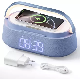   COLSUR digitális ébresztőóra vezeték nélküli töltővel, Bluetooth hangszóróval és éjszakai lámpával