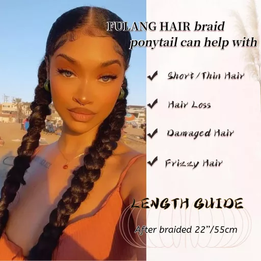 Fulang Hair, extensii împletite, 2 bucăți, păr sintetic
