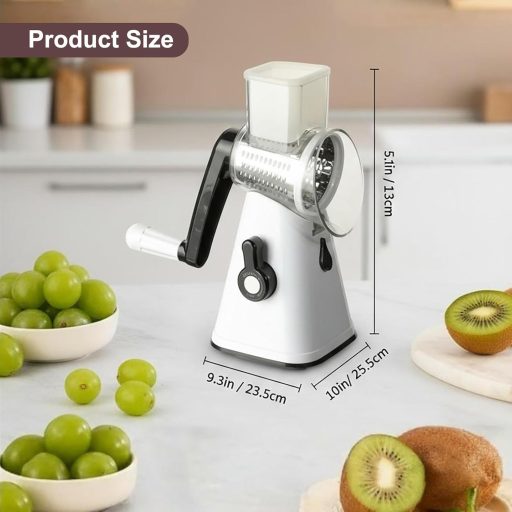 VINATO Forgókaros Zöldségvágó 3 Pengével, Rozsdamentes Acél, Sajtreszelő és Szeletelő Funkció