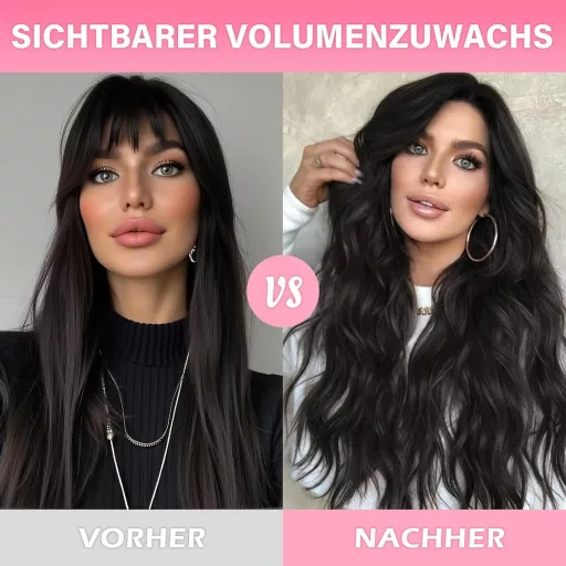 WOWANGEL Extensii Clip-In Păr Natural 35cm Șaten Cenușiu 7 Piese Păr Remy