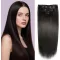 WOWANGEL extensii de păr natural, negru natural, calitate de salon, 7 piese cu 19 clipsuri
