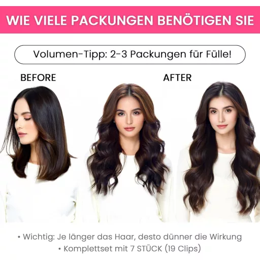 WOWANGEL extensii de păr natural, negru natural, calitate de salon, 7 piese cu 19 clipsuri