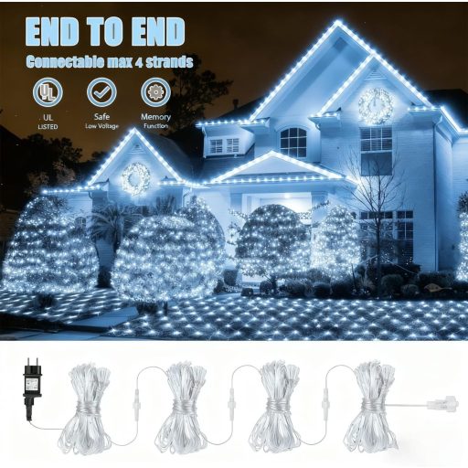 Dekofun 3x2m 200 LED vonkajšia svetelná sieť s časovačom, 8 režimov, vodotesná vianočná dekorácia