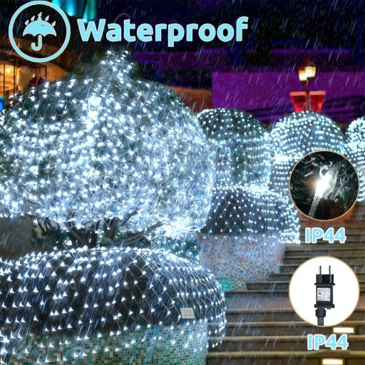 Decorațiune luminoasă tip plasă 3x2m cu 200 LED-uri pentru exterior, cu temporizator, 8 moduri de iluminare, decor de Crăciun impermeabil.