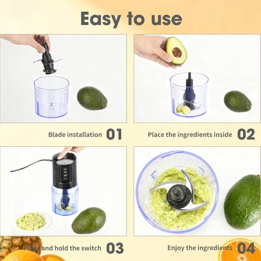 VINATO 300W Elektromos Aprító Konyhai Mixer 500ml Edénnyel Zöldség Hús Fűszer