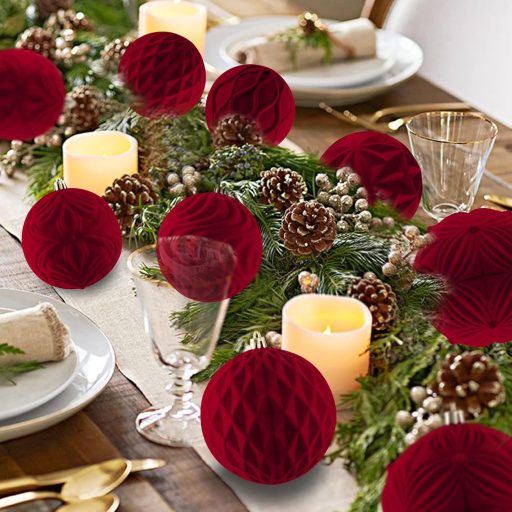 Lanpn 6 darabos 10 cm-es plüss karácsonyi gömb szett, XXL karácsonyfa dekoráció