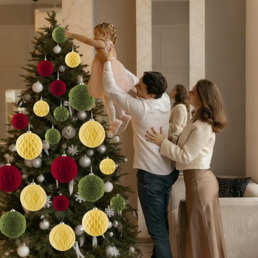 Set de 6 globuri de Crăciun din pluș, 10 cm, decorațiuni XXL pentru brad