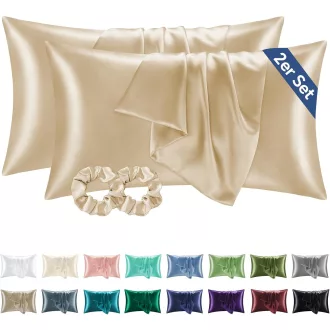   BEDELITE Szatén Párnahuzat 40x80 cm Arany Beige 2 db Hajápolás - 40 x 80 inches, Golden Beige