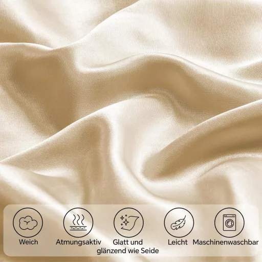 BEDELITE Szatén Párnahuzat 40x80 cm Arany Beige 2 db Hajápolás - 40 x 80 inches, Golden Beige