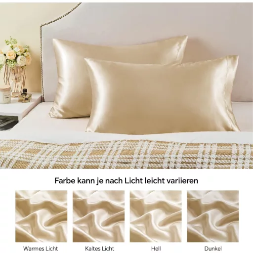 BEDELITE Szatén Párnahuzat 40x80 cm Arany Beige 2 db Hajápolás - 40 x 80 inches, Golden Beige