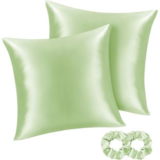   BEDELITE Szatén Párnahuzat 80x80 cm Világoszöld 2 db Hajpánt Selyemfényű