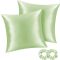 BEDELITE Szatén Párnahuzat 80x80 cm Világoszöld 2 db Hajpánt Selyemfényű