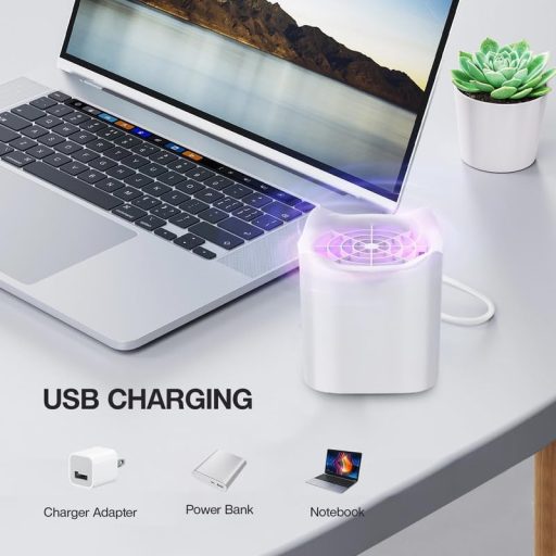 Bubbacare USB Elektrický lapač hmyzu - UV lampa proti komárom a muškám do kuchyne, na vnútorné aj vonkajšie použitie, biely