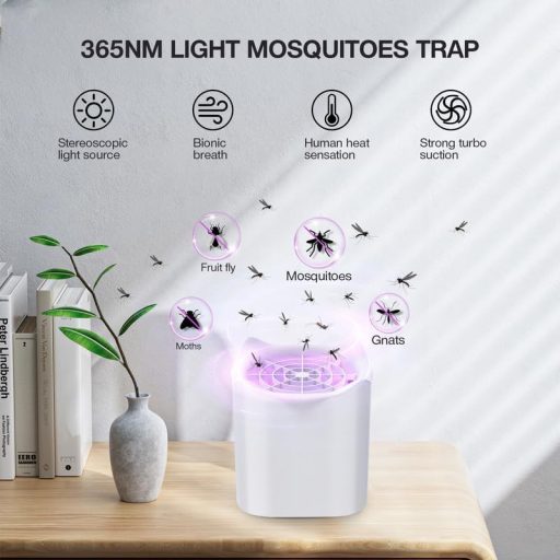 Bubbacare USB Elektromos Rovarcsapda - UV Fényes Szúnyogirtó Lámpa Konyhai Gyümölcslegyekhez, Beltéri és Kültéri Használatra, Fehér