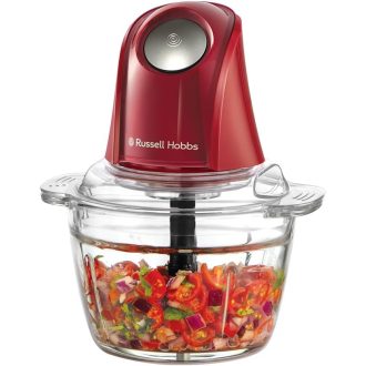   Russell Hobbs Elektromos Mini Aprító Piros 500ml Üveg Edénnyel Húshoz Zöldséghez