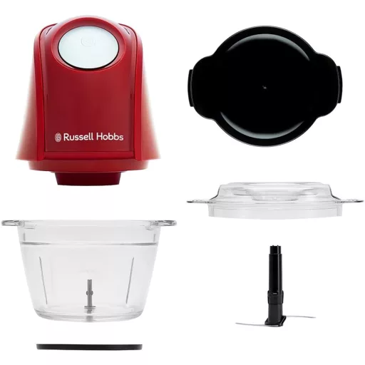 Russell Hobbs Elektromos Mini Aprító Piros 500ml Üveg Edénnyel Húshoz Zöldséghez