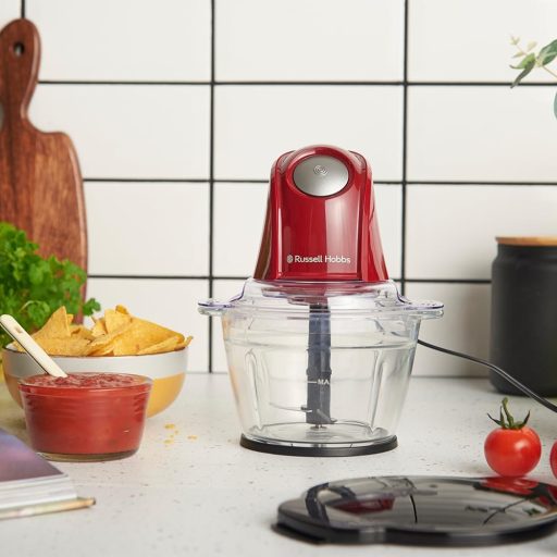 Russell Hobbs Elektromos Mini Aprító Piros 500ml Üveg Edénnyel Húshoz Zöldséghez