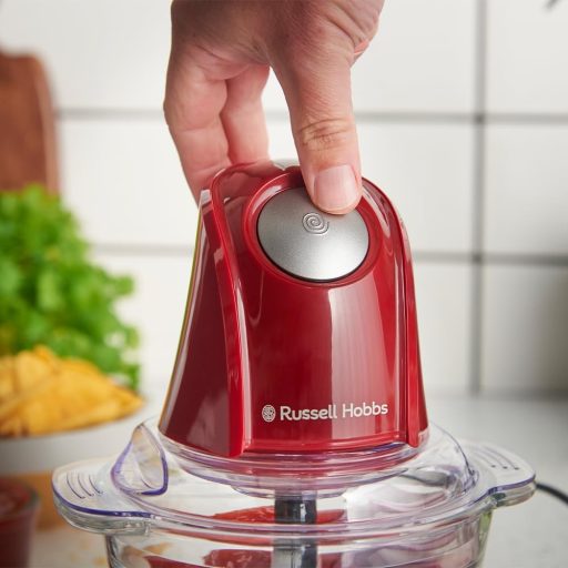 Russell Hobbs Elektromos Mini Aprító Piros 500ml Üveg Edénnyel Húshoz Zöldséghez