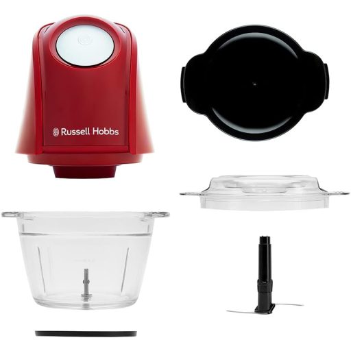 Russell Hobbs Elektromos Mini Aprító Piros 500ml Üveg Edénnyel Húshoz Zöldséghez