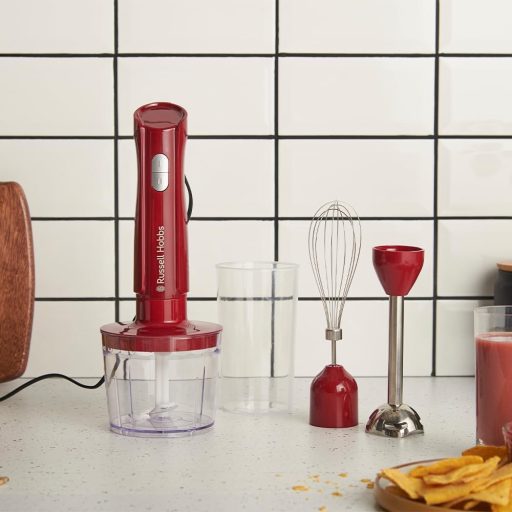 Russell Hobbs Desire Red 3az1-ben kézi mixer, habverő és aprító 600ml pohárral