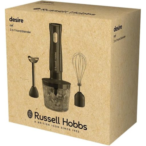 Russell Hobbs Desire Red 3az1-ben kézi mixer, habverő és aprító 600ml pohárral