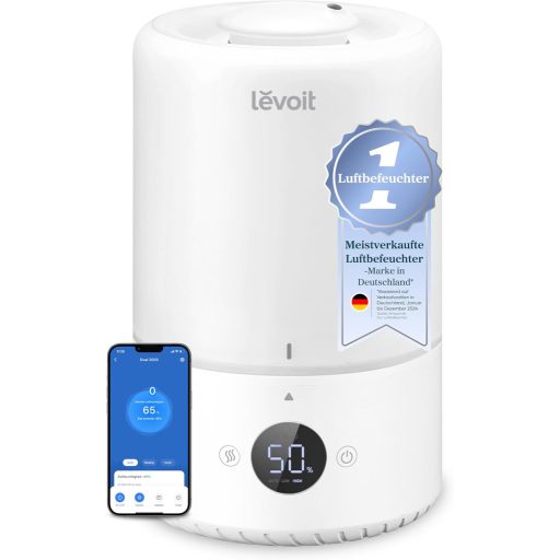 Levoit Smart Párásító 20dB Csendes, 3L Gyermekszoba Baba Növény, 360° Forgó Fúvóka, Páratartalom Érzékelő