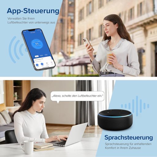 Levoit Smart Párásító 20dB Csendes, 3L Gyermekszoba Baba Növény, 360° Forgó Fúvóka, Páratartalom Érzékelő