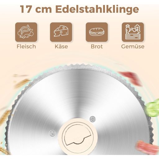 YASHE Elektromos Összecsukható Szeletelő 180W, 17cm Fűrészelt Pengével, 0-15mm Vastagság