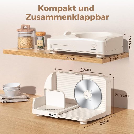 YASHE Elektromos Összecsukható Szeletelő 180W, 17cm Fűrészelt Pengével, 0-15mm Vastagság