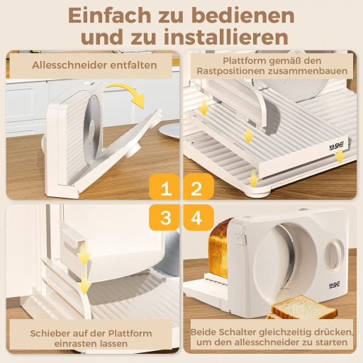 YASHE Elektromos Összecsukható Szeletelő 180W, 17cm Fűrészelt Pengével, 0-15mm Vastagság