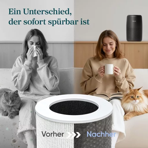 LEVOIT Core Mini fekete légtisztító HEPA szűrővel, aromaterápiás funkcióval, hálószobához