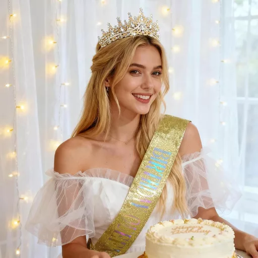 DRESHOW Születésnapi Korona és Szalag Szett Strasszos Tiara Hajdísz