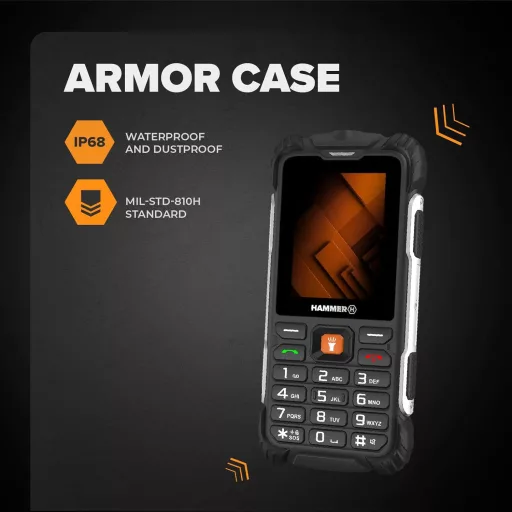 Hammer H Forge Outdoor Mobiltelefon Dual SIM, 2300 mAh, IP68, Fekete