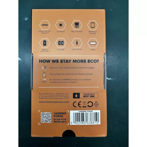 Hammer H Forge Outdoor Mobiltelefon Dual SIM, 2300 mAh, IP68, Fekete
