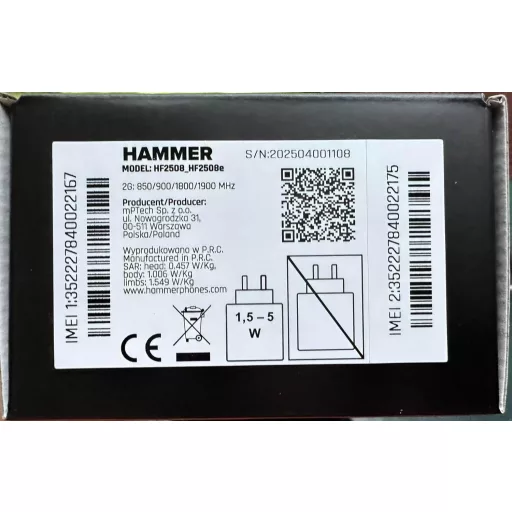 Hammer H Forge Outdoor Mobiltelefon Dual SIM, 2300 mAh, IP68, Fekete