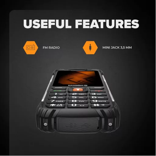 Hammer H Forge Outdoor Mobiltelefon Dual SIM, 2300 mAh, IP68, Fekete