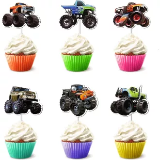   BRTNUP 24 db Cupcake Topper Hegyi Kerékpár Születésnapi Tortadísz