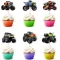 BRTNUP 24 db Cupcake Topper Hegyi Kerékpár Születésnapi Tortadísz