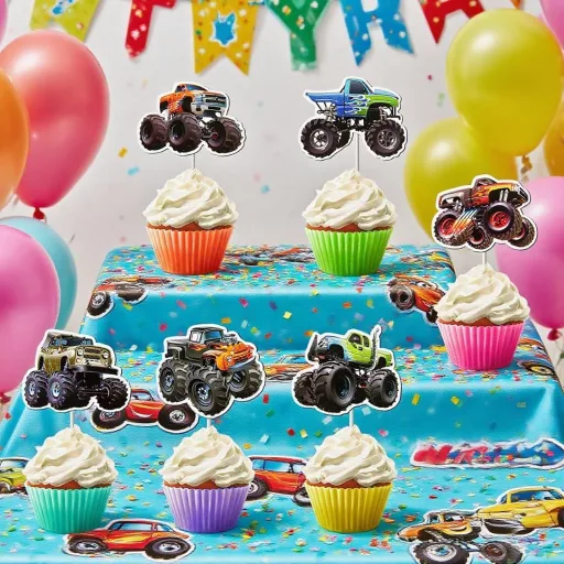 BRTNUP 24 db Cupcake Topper Hegyi Kerékpár Születésnapi Tortadísz