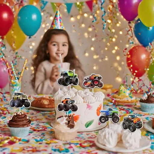 BRTNUP 24 db Cupcake Topper Hegyi Kerékpár Születésnapi Tortadísz