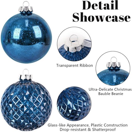 Superum Karácsonyi Gömb 10cm 6db Műanyag Dekorációs Szett Sötétkék