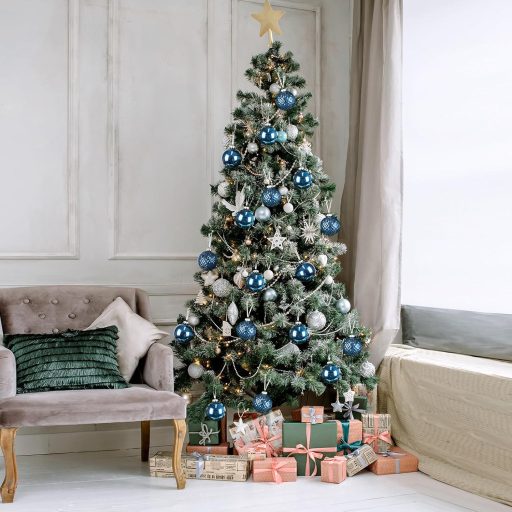 Superum Karácsonyi Gömb 10cm 6db Műanyag Dekorációs Szett Sötétkék